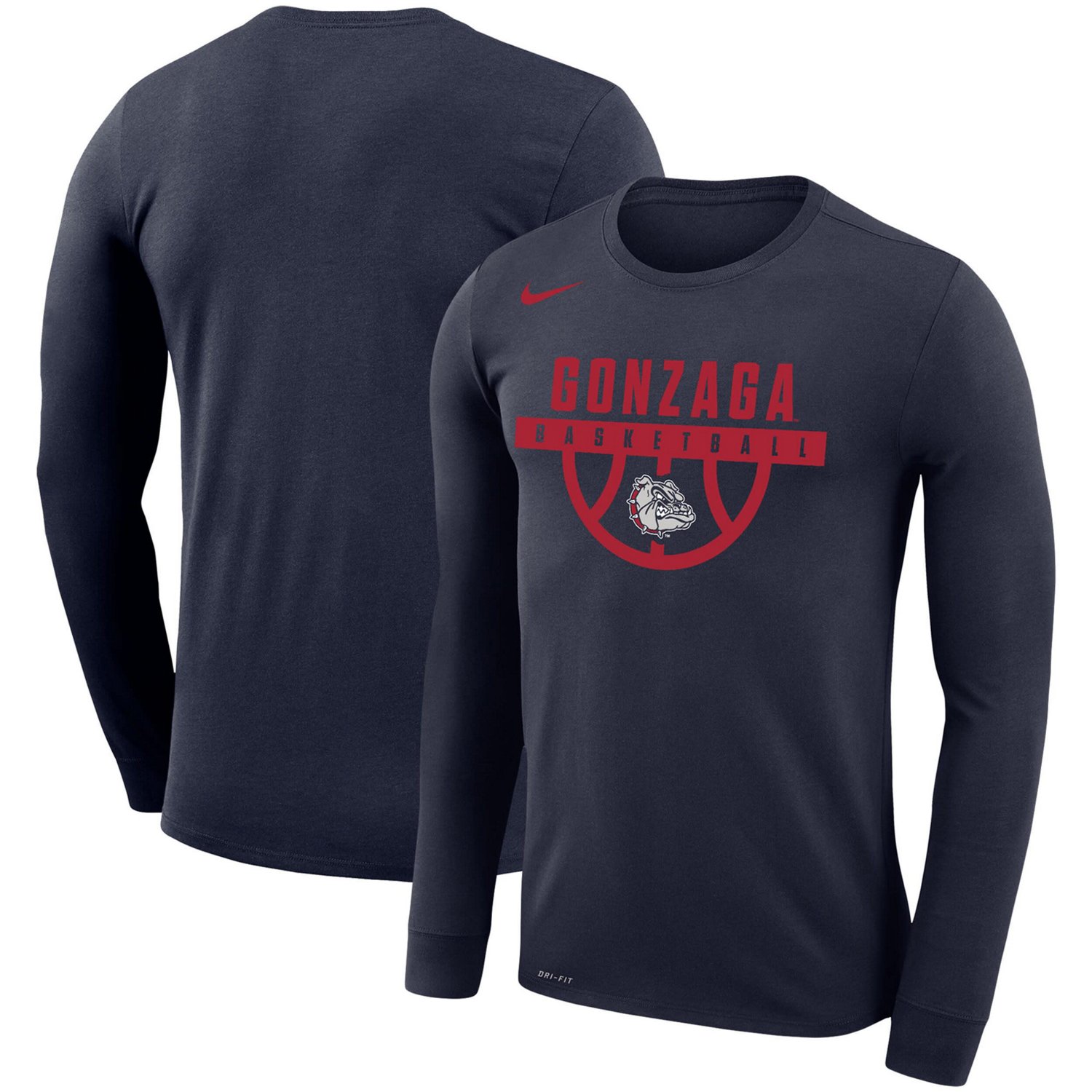 Nike Gonzaga Bulldogs Basketball Drop Legend Long Sleeve Performance T ...