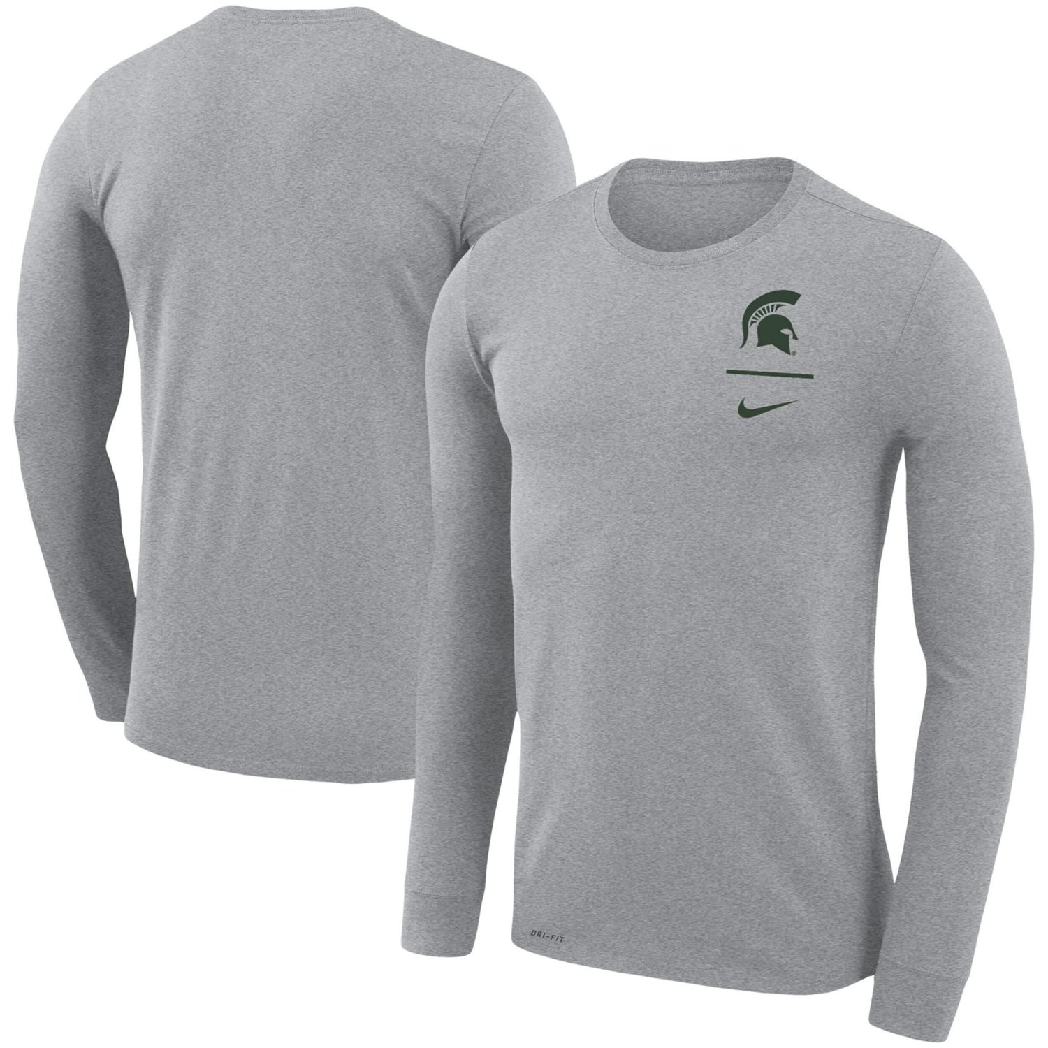 Nike Gray Michigan State Spartans Logo Stack Legend Performance Long ...