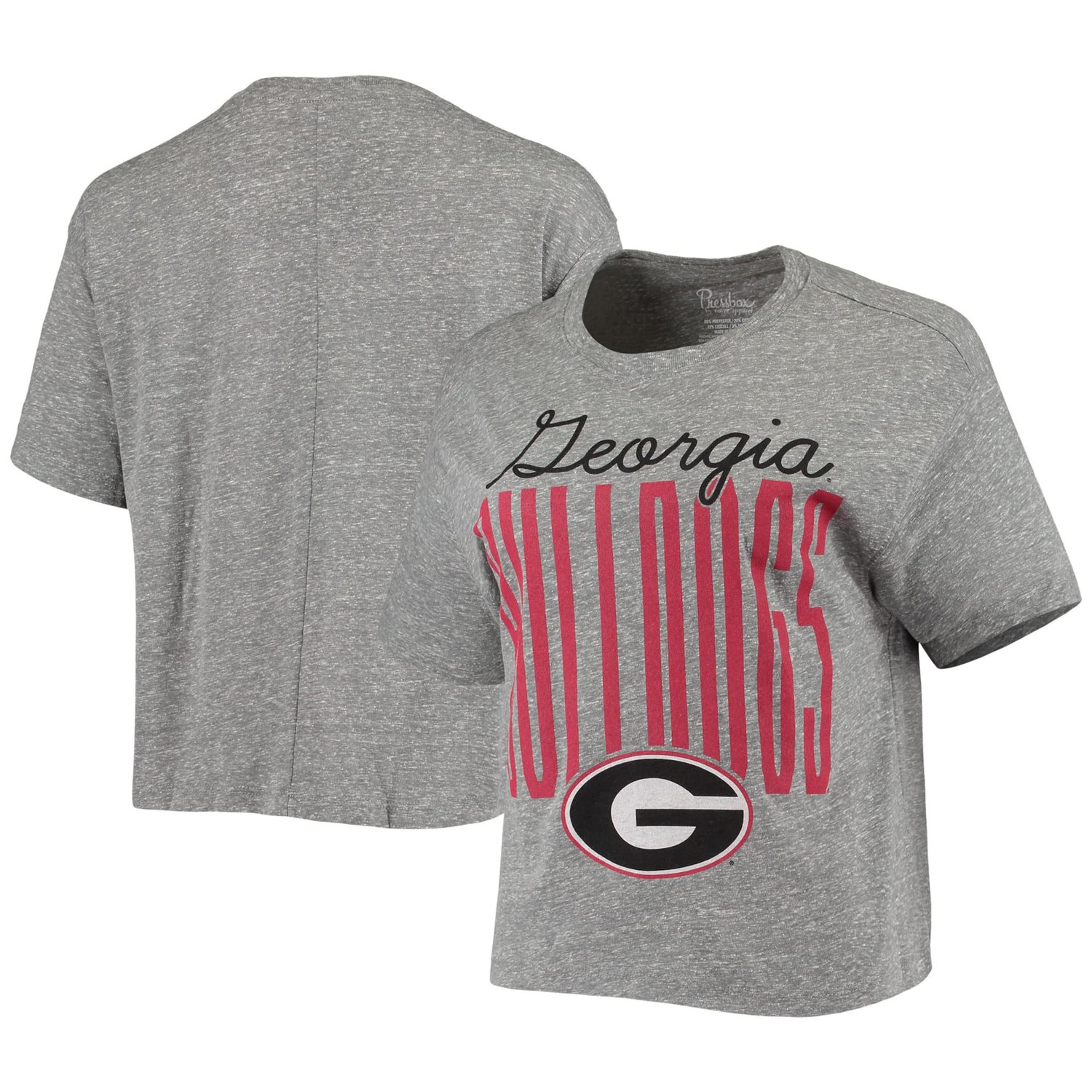 Pressbox Heathered Gray Georgia Bulldogs Sanibel Knobi Crop T-Shirt ...