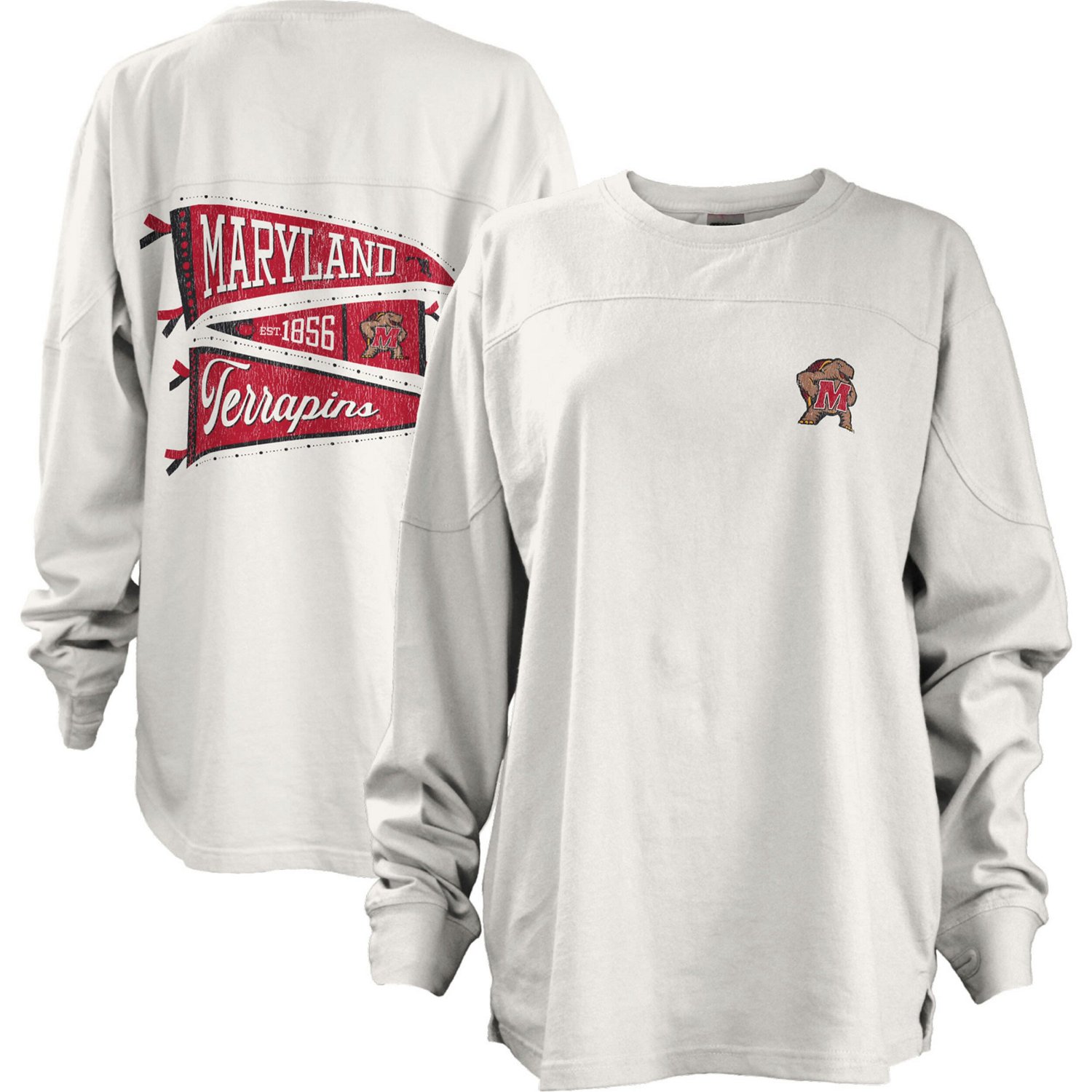 Pressbox Maryland Terrapins Pennant Stack Oversized Long Sleeve T-Shirt ...