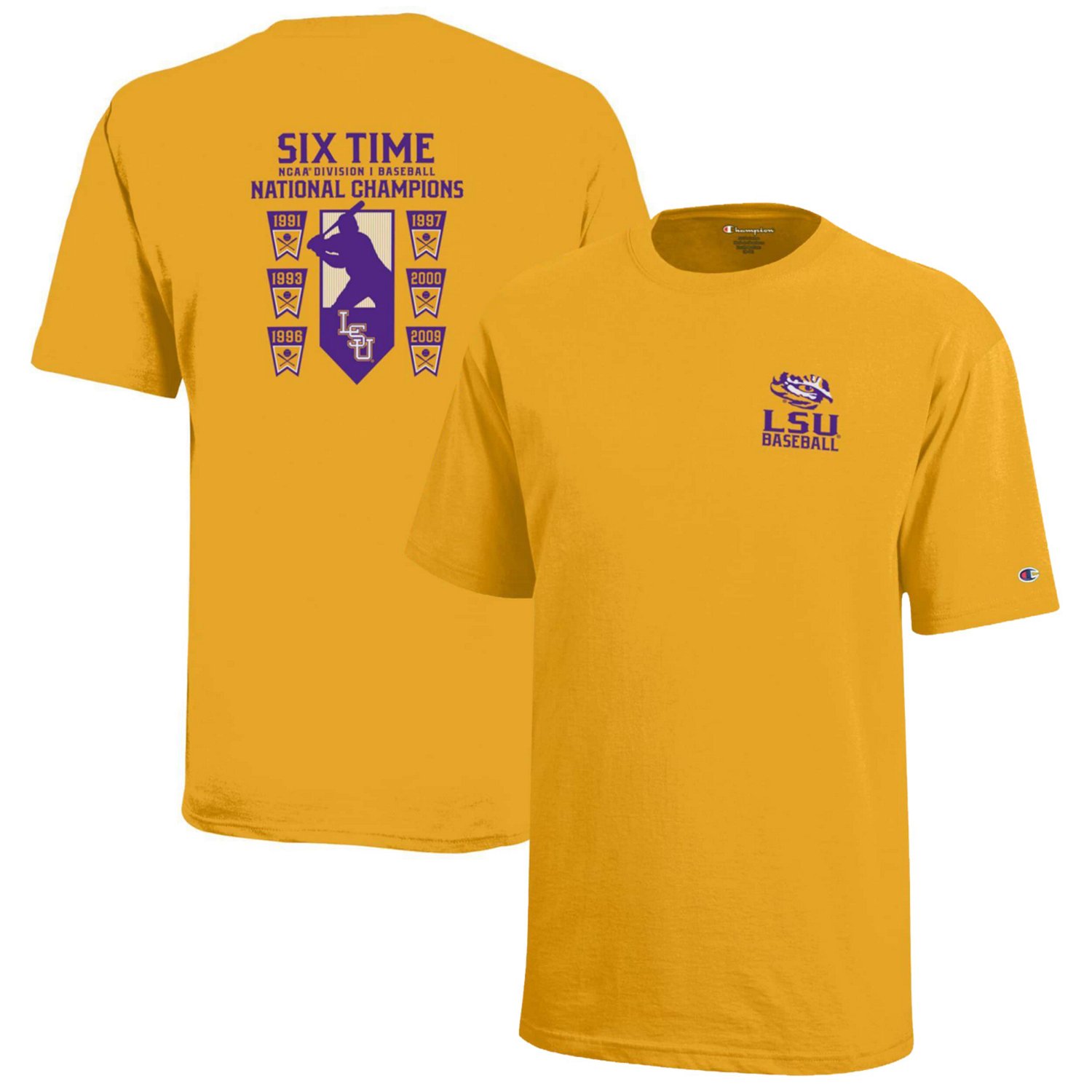Youth Champion LSU Tigers SixTime Baseball National Champions TShirt Academy
