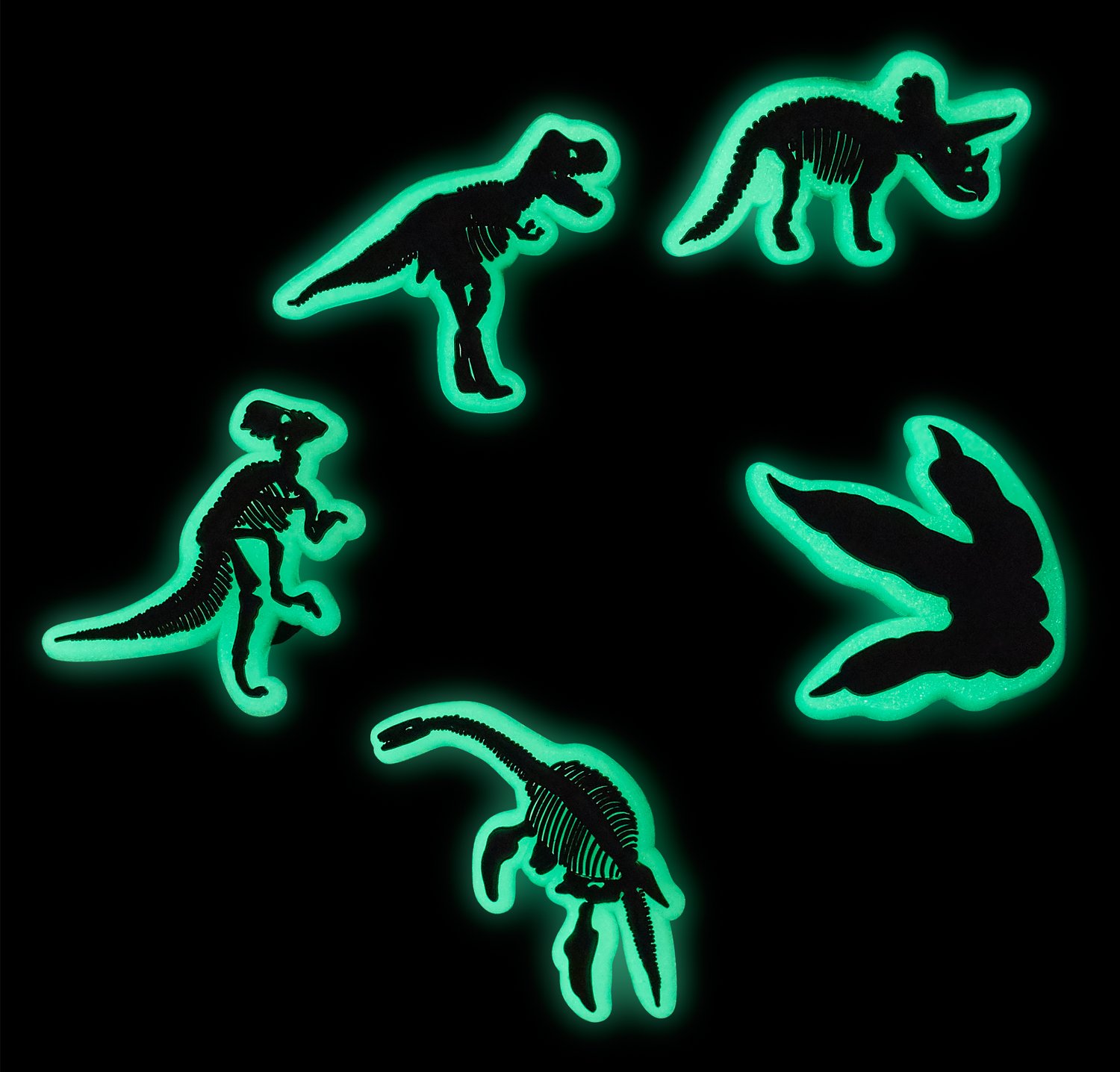 Crocs Glow In The Dark Dino Jibbitz 5Pack Academy