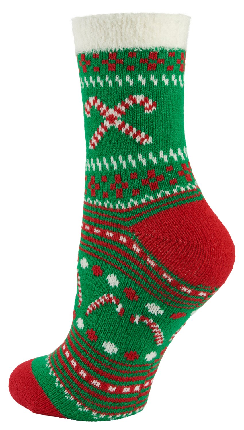 Magellan Women's Candy Cane Fairisle Foldover Crew Lodge Socks | Academy