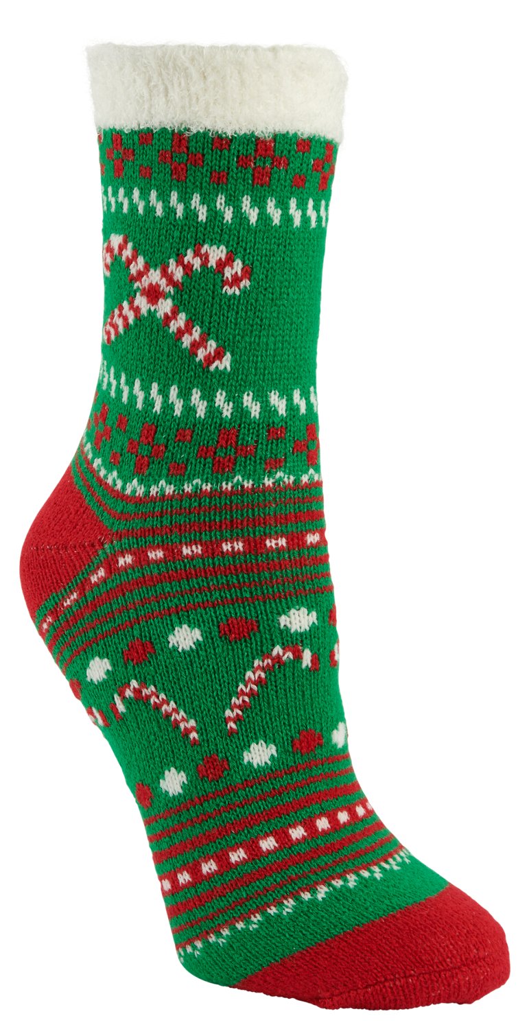 Magellan Women's Candy Cane Fairisle Foldover Crew Lodge Socks | Academy