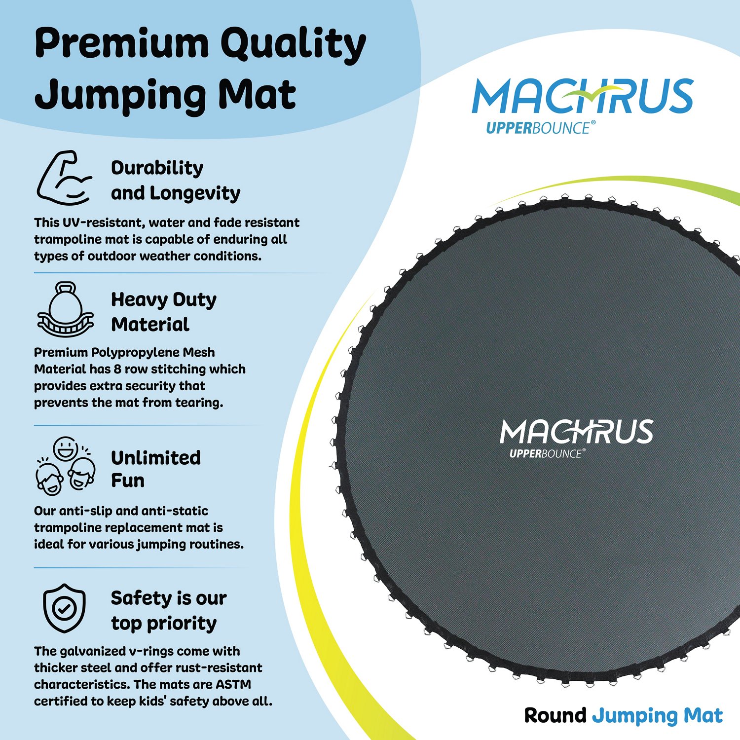 Machrus Upper Bounce 40 inch Round Mini Trampoline Replacement Mat ...