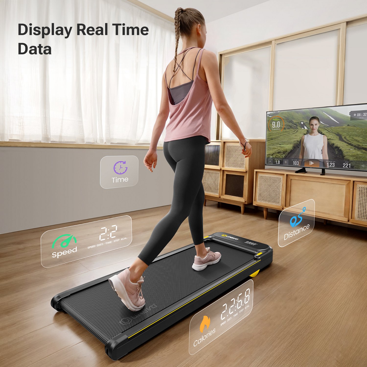 Urevo E4S Under Desk Smart Walking Pad Treadmill Working with Urevo App ...