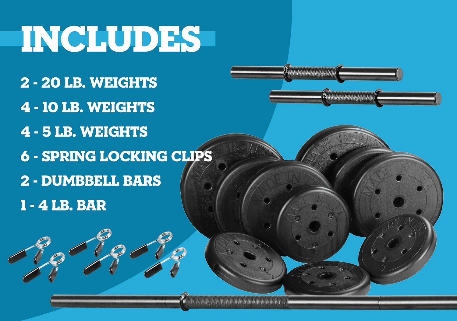 US Weight Duracast 105 lb Barbell Weight Set Academy